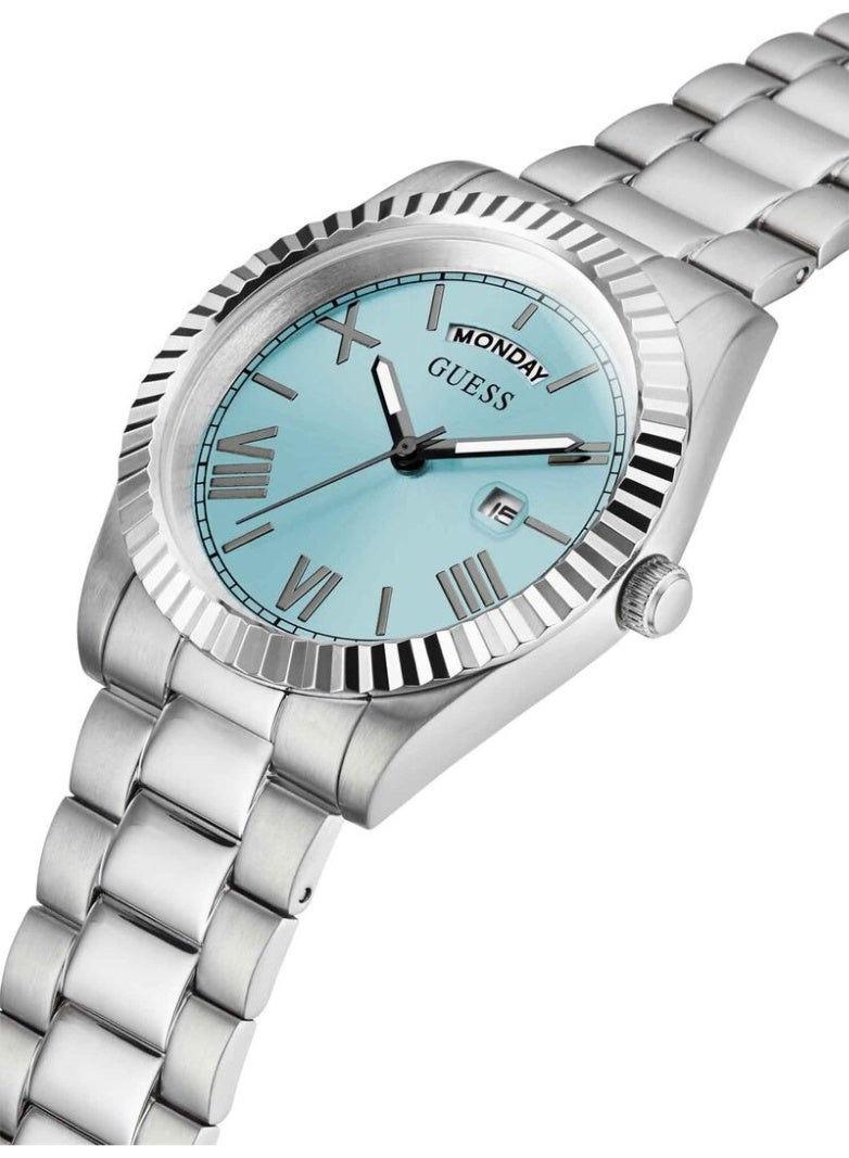 Guess GW0265G11 Men’s Quartz Watch – Silver Stainless Steel Bracelet with Blue Dial – 42 mm, Day & Date, 5 ATM Water Resistant - Image 4