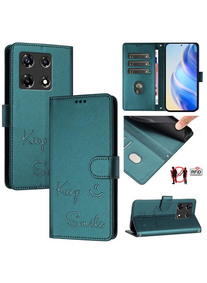Zaboon Case For Infinix Note 30 Pro / Note 30 5G Smile Embossing RFID Leather Phone Case - Image 1
