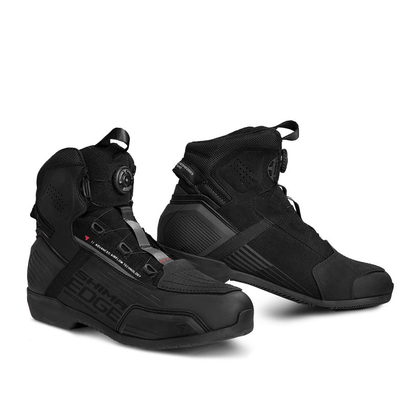 SHIMA Edge WP Waterproof Motorcycle Shoes for Men Breathable Reinforced Street Riding Shoes with ATOP Closure System Ankle Support AntiSlip Sole Gear Pad Black 115