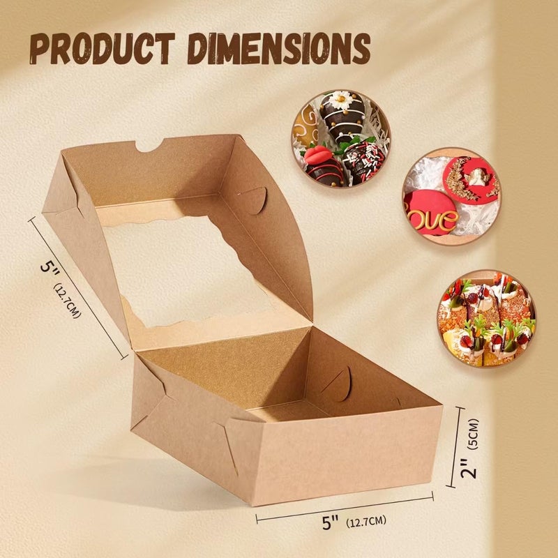 SLShePack 20 Pack Bakery Boxes 5x5x2 Inches Chocolate Covered Strawberries Boxes for 4 Mini Cake & Cookies Macaron Pie Browines boxes - Image 2