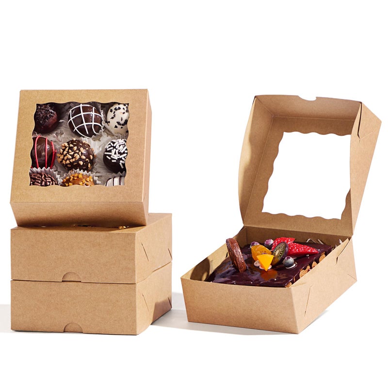 SLShePack 20 Pack Bakery Boxes 5x5x2 Inches Chocolate Covered Strawberries Boxes for 4 Mini Cake & Cookies Macaron Pie Browines boxes - Image 1