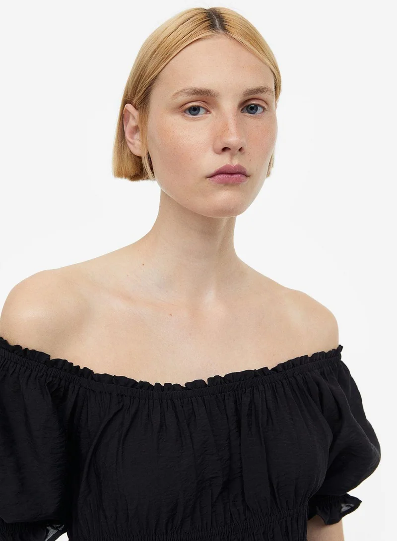 H&M Bardot Puff Sleeve Tiered Top