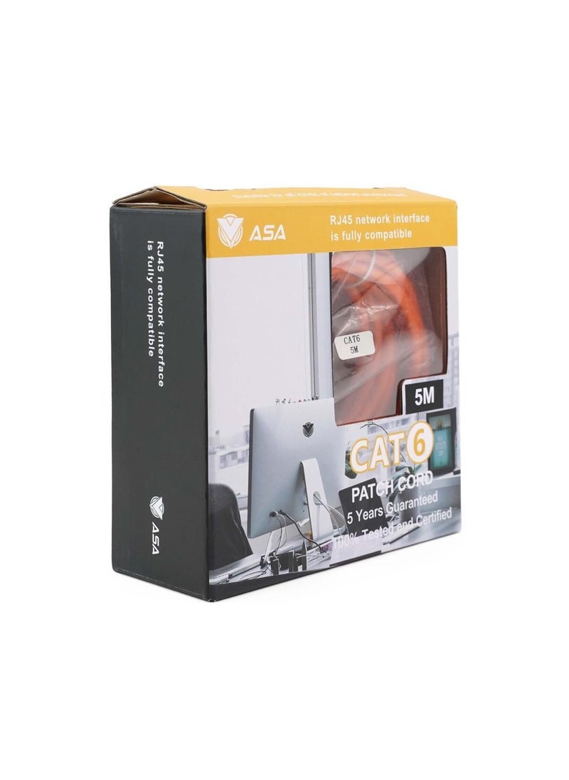 ASA CAT 6 Patch Cord Ethernet Cable 5 Meter Orange  - Image 1