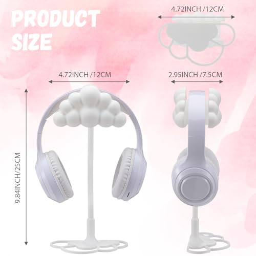 Yookeer Cloud Headphone Stand 3D White Cloud Cute Headphone Decor for Gamer Room Office Desk Gaming Gifts for Women Girlfriend Office Worker - Image 3