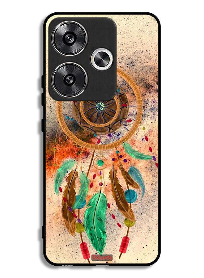 Tolwak Xiaomi Poco F6 5G Protective Case Cover Mandala Hanging Feathers - Image 1