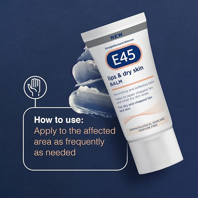 E45 Lips Dry Skin Lip Balm Moisturising Natural Lip Balm for Dry Cracked Lips and Skin Hydrating and Nourishing Lips Balm with Vitamin E E45 Cream Lipbalm for Chapped Lips 30ml - Image 4