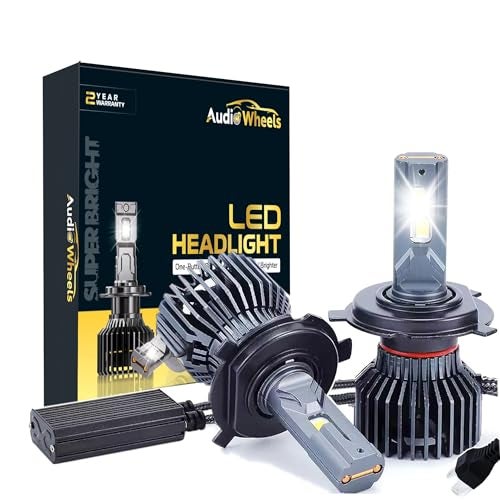 Audio Wheels H4 Car LED Headlight Bulbs, 110W 16,000 Lumens Super Bright LED Headlight Conversion Kit For Cars 6000K Cool White Quick Installation Halogen Replacement, Set Of 2 - Image 1