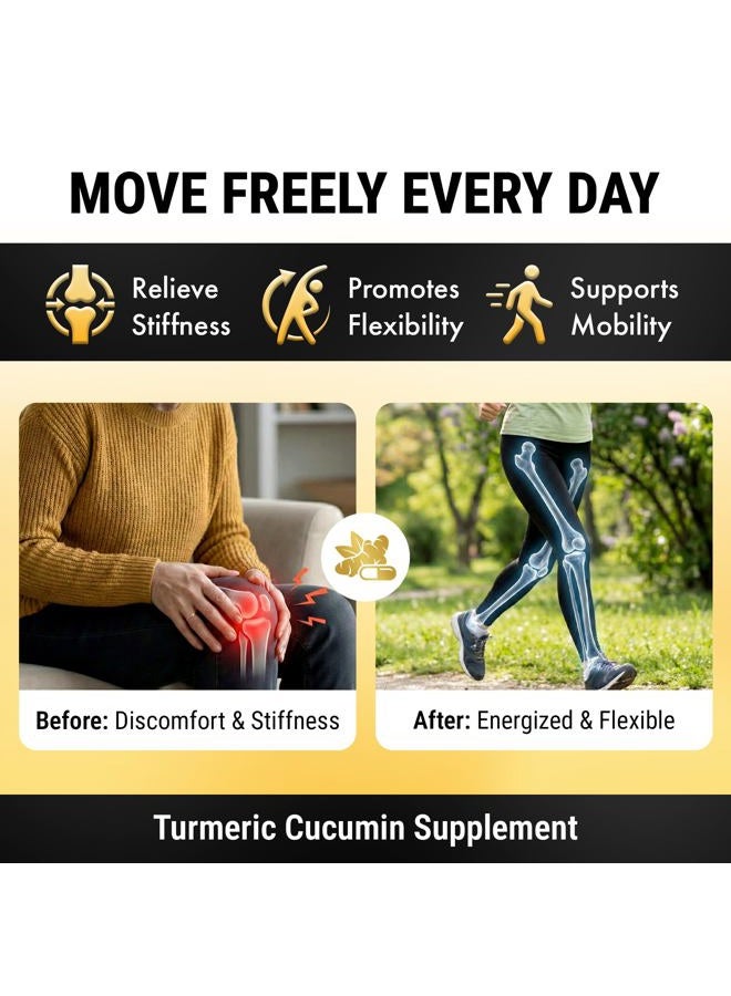 NuVitality كبسولات الكركم الكركمين مع البيبيرين (مستخلص الفلفل الأسود) - 120 كبسولة نباتية - جودة ممتازة مع 95% من الكركمينات الموحدة - أفضل امتصاص وفعالية - مكمل لتخفيف الألم ودعم المفاصل - Image 2