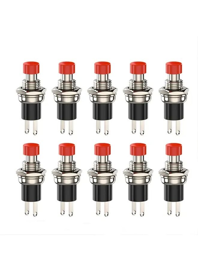 AD PBS110 Mini Push Button Switch 1A 250VAC SPST NO NC Red Cap 10pcs - Image 2