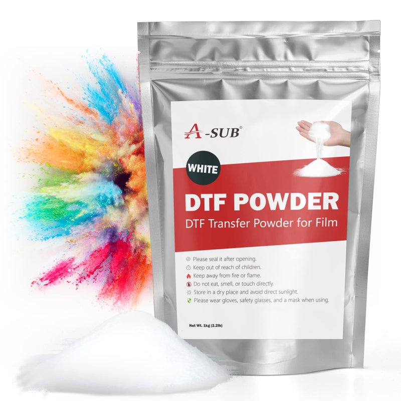 A-SUB ASUB DTF Powder 353 oz White DTF Transfer Powder Hot Melt Adhesive for Sublimation Ideal for Digital Prints on Any Color and Material Fabric - Image 2