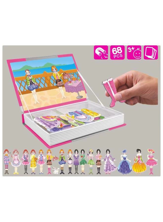 Hot Sale French Little Red Book Dress Baby DIY Assembled Magnetic Book Magnetic Sticker 3D Early Education Puzzle-Color:Fashion Dress Up Baby  - Image 1