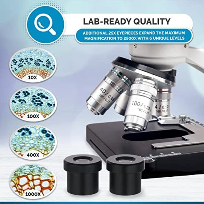 AmScope B120B-E1 Digital Siedentopf Binocular Compound Microscope, 40X-2000X Magnification, Brightfield, Led Illumination, Abbe Condenser, Double-Layer Mechanical Stage, Includes 1.3Mp Camera And Software - Image 3