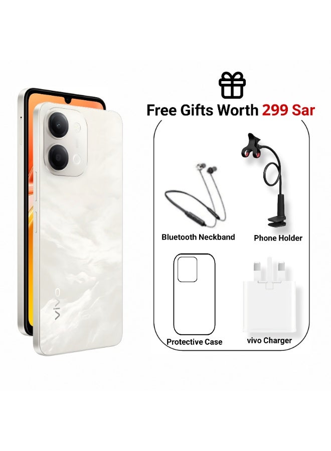 فيفو Y11 AI 5G Platinum 4GB RAM 128GB With Exclusive Neckband (Vivo Holder and Charger and Case Inside Phone Box) - Middle East Version - Image 1