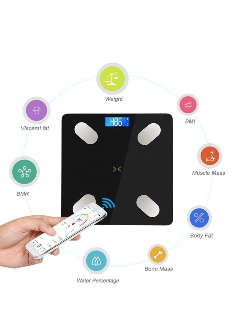 JAJEEK Bluetooth Electronic Digital Bathroom Weight Scale – Thick Tempered Glass with LED Display, Body Health & Fitness Tracker, Bluetooth Connectivity for Health Monitoring, Black - Image 3