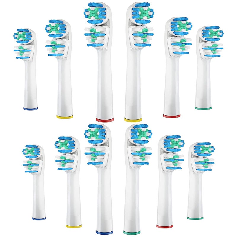 DeBizz DualClean Replacement Brush Heads Compatible with OralB Vitality Series Fits for Pro 1000 Smart 1500 Genius X Double Clean Toothbrush Heads Provide Twice Clean 12 Pcs