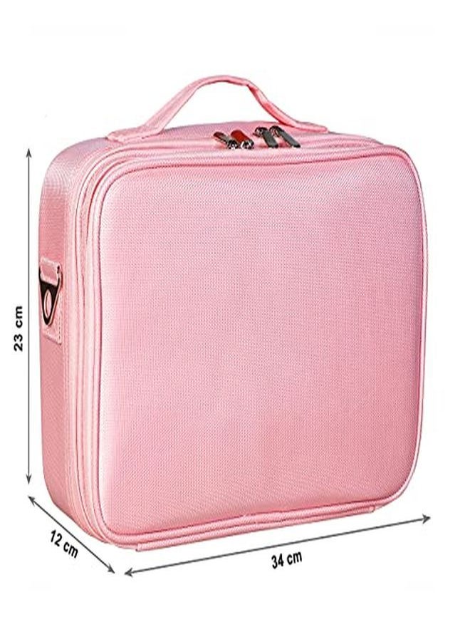 INOVERA (LABEL) Nylon Professional Cosmetic Makeup Storage Organizer Bag With Adjustable Compartment (Rose Gold, Medium - (34L X 23B X 12H Cm))  - Image 4