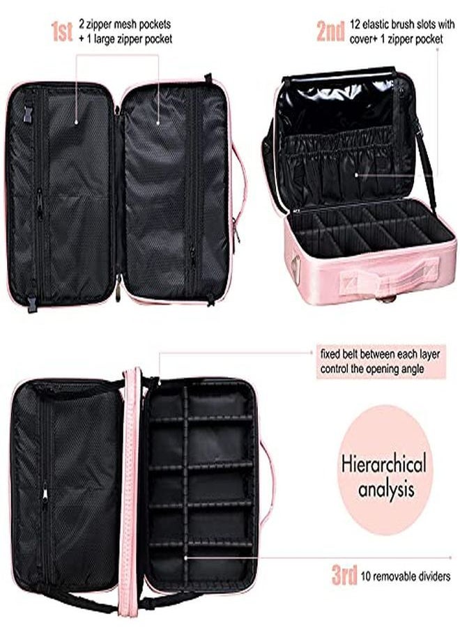 INOVERA (LABEL) Nylon Professional Cosmetic Makeup Storage Organizer Bag With Adjustable Compartment (Rose Gold, Medium - (34L X 23B X 12H Cm))  - Image 5