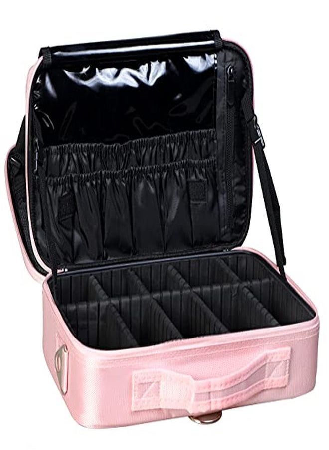 INOVERA (LABEL) Nylon Professional Cosmetic Makeup Storage Organizer Bag With Adjustable Compartment (Rose Gold, Medium - (34L X 23B X 12H Cm))  - Image 2