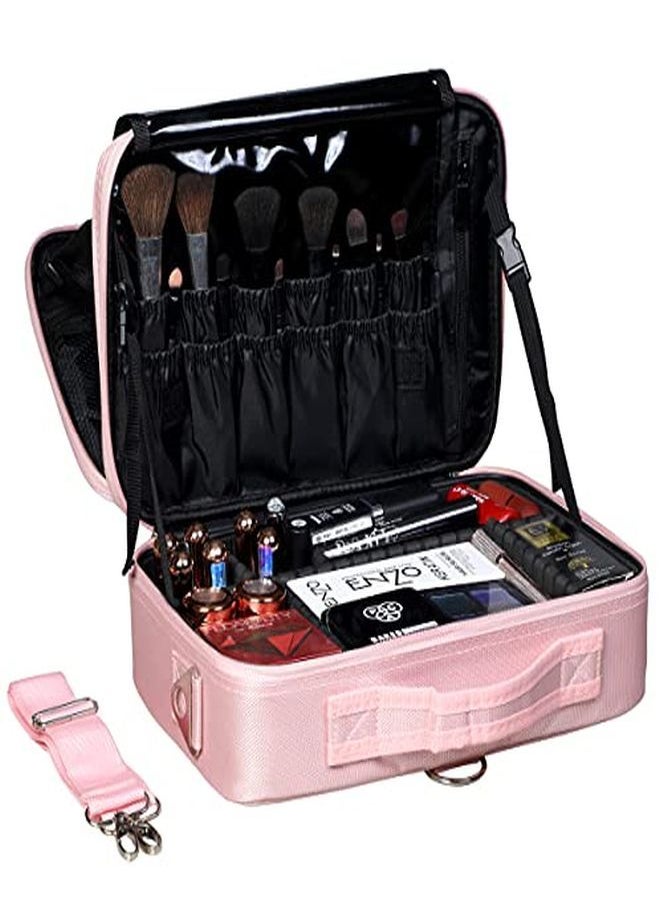 INOVERA (LABEL) Nylon Professional Cosmetic Makeup Storage Organizer Bag With Adjustable Compartment (Rose Gold, Medium - (34L X 23B X 12H Cm))  - Image 3