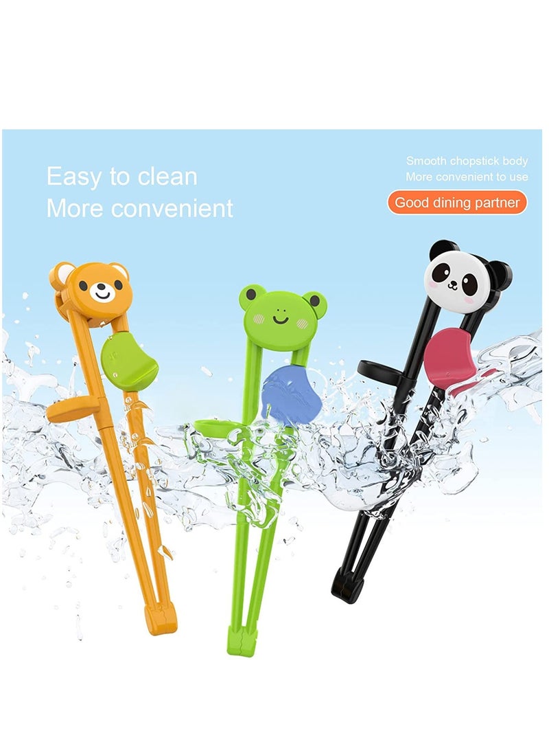 Generic - Kids Chopsticks Training 3 Pairs Cartoon Reusable Chopsticks Set Right Learning Chopsticks for Children Beginners Right or Left Handed Bear Frog Panda - Image 1