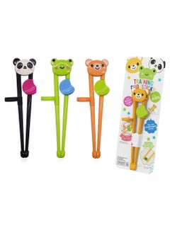 Kids Chopsticks Training 3 Pairs Cartoon Reusable Chopsticks Set Right Learning Chopsticks for Children Beginners Right or Left Handed Bear Frog Panda