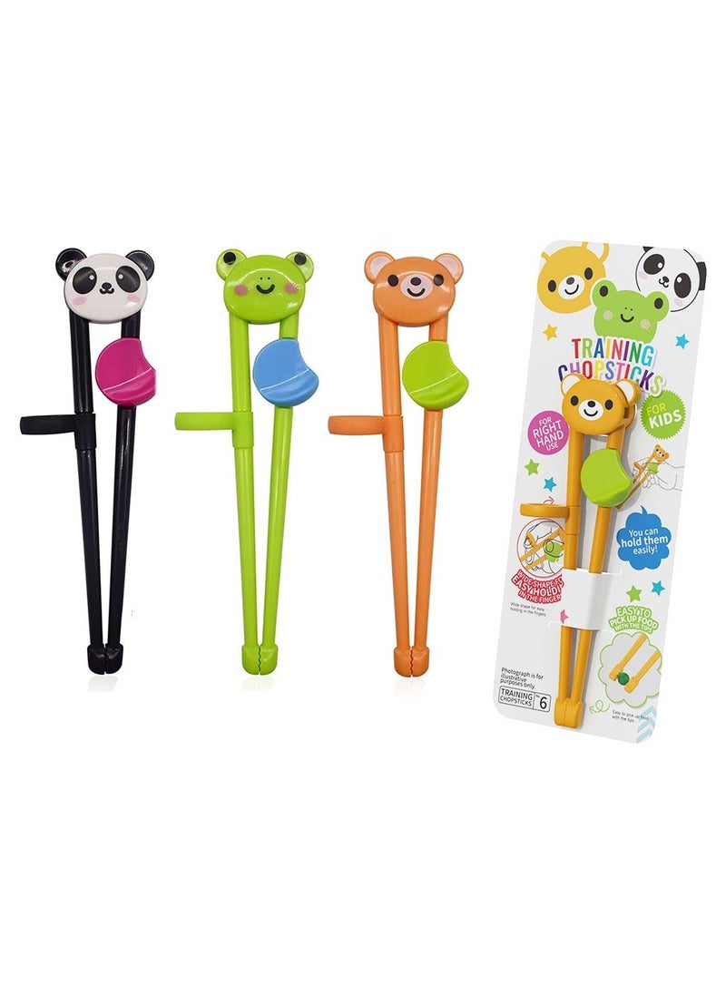 Generic - Kids Chopsticks Training 3 Pairs Cartoon Reusable Chopsticks Set Right Learning Chopsticks for Children Beginners Right or Left Handed Bear Frog Panda - Image 1