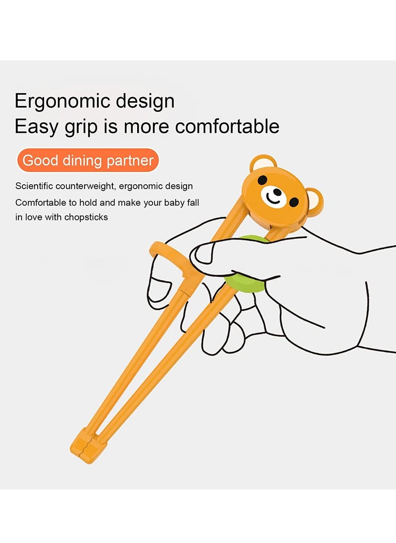 Generic - Kids Chopsticks Training 3 Pairs Cartoon Reusable Chopsticks Set Right Learning Chopsticks for Children Beginners Right or Left Handed Bear Frog Panda - Image 1