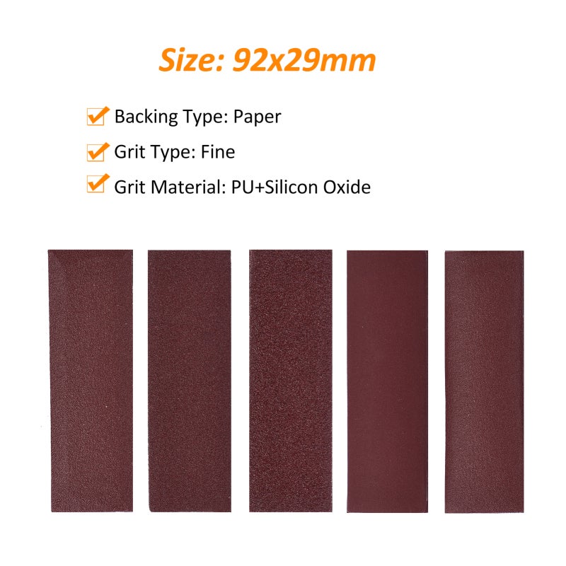 30 Piece Detail Sander Filled Micro Polished Sander Paper Micro Zipper Finger Sander for Crafts, Sandpaper Mesh 240, Red, 3.5 x 1 inch, for Wooden Furniture Metal Cars - Image 2