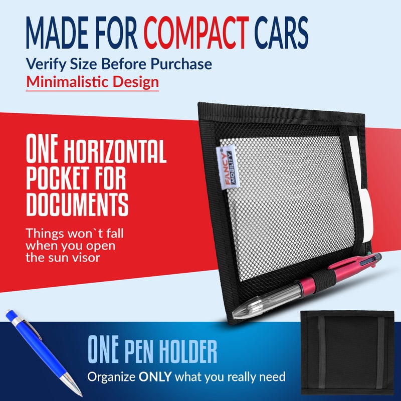 Fancy Mobility Mini Car Sun Visor Document Holder - Visor Accessories for Women and Men - Small Auto Organizer, Registration & Insurance Holder - Minimalist Design (Black) - Image 2