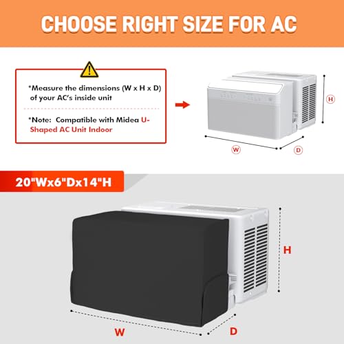Amerbro Air Conditioner covers for inside 20W x 14H x 6D Compatible with Midea Window Air Conditioner 800010000120000 BTU 3 Layers Insulation AC Cover Compatible with Midea U shaped AC Unit Black - Image 3