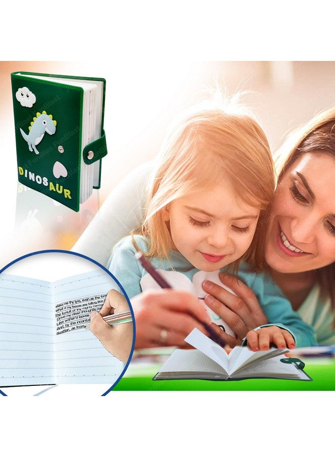 FunBlast FunBlast Diary - A6 Size, Dinosaur Theme Diary, Diary with Button Lock, Diary for Girls, Notepad Diary, Return Gifts for Kids, Diary for Journaling with Silicone Cover (90+ Pages) (Green)  - Image 4