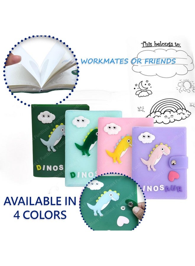 FunBlast FunBlast Diary - A6 Size, Dinosaur Theme Diary, Diary with Button Lock, Diary for Girls, Notepad Diary, Return Gifts for Kids, Diary for Journaling with Silicone Cover (90+ Pages) (Green)  - Image 5