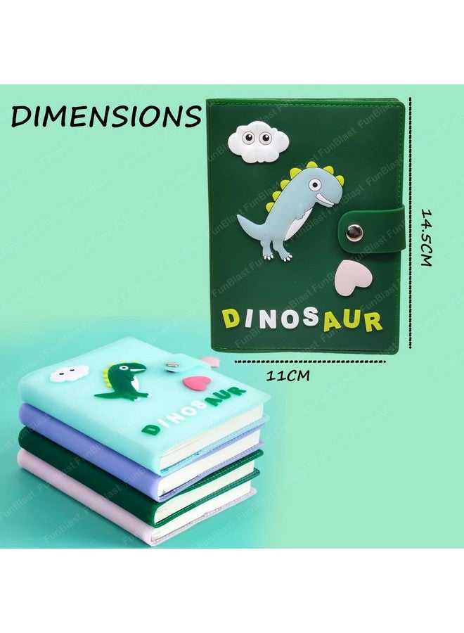 FunBlast FunBlast Diary - A6 Size, Dinosaur Theme Diary, Diary with Button Lock, Diary for Girls, Notepad Diary, Return Gifts for Kids, Diary for Journaling with Silicone Cover (90+ Pages) (Green)  - Image 2