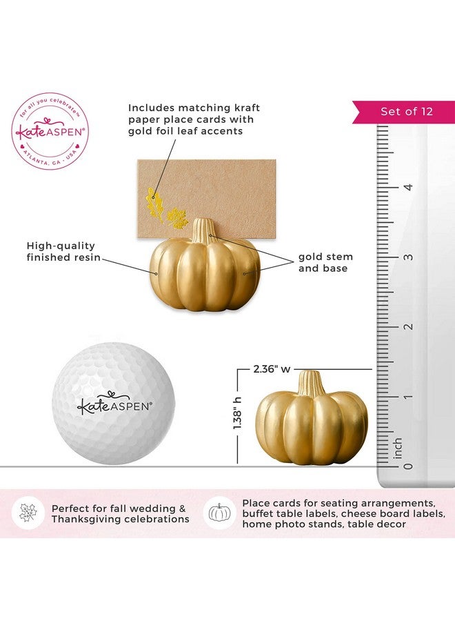 Kate Aspen Fall Decor Mini Gold Pumpkin Place Card Holder (Set of 6), Place Settings, Perfect for Thanksgiving Table Decor, Fall Themed Weddings, Bridal Brunches - Image 2