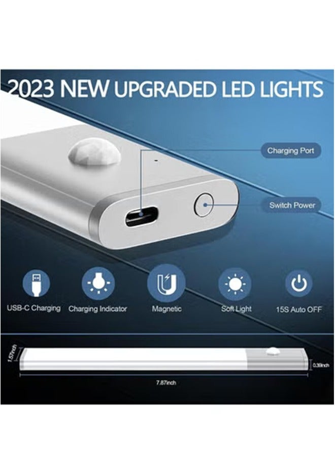 general LED Motion Sensor Closet Lights 3-Color Dimming LED Rechargeable Under Cabinet Night Light Slim Magnetic Closet Light Wireless Light for Kitchen Staircase Wardrobe Study Light - Image 2