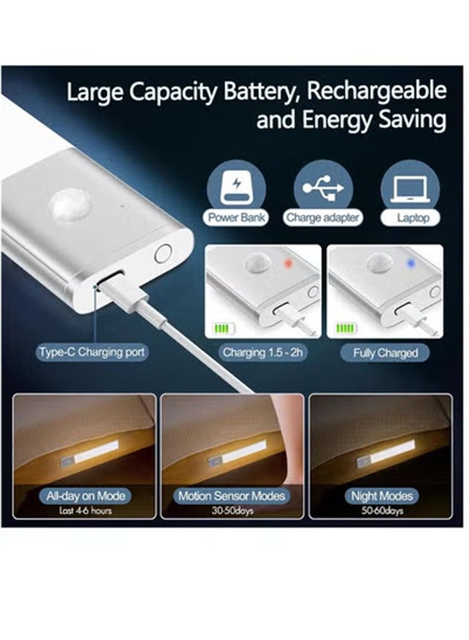 general LED Motion Sensor Closet Lights 3-Color Dimming LED Rechargeable Under Cabinet Night Light Slim Magnetic Closet Light Wireless Light for Kitchen Staircase Wardrobe Study Light - Image 4