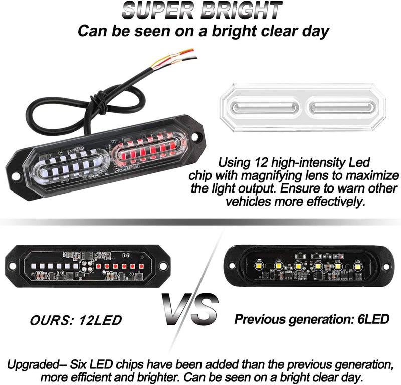 ASPL أضواء ستروب فلاشينغ سطحية رفيعة للغاية 12-LED من ASPL - أحمر/أزرق 8 قطع - Image 2