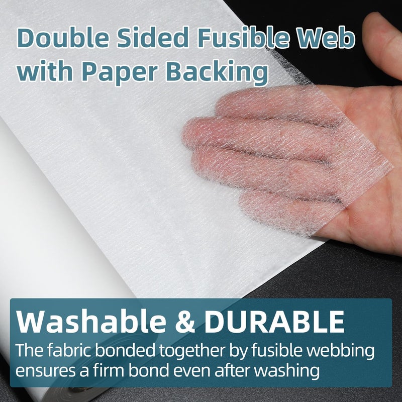 Transparia 12 inches x 10 Yards Double Sided Fusible Web with Paper Backing, Light Weight Fusible Webbing for Fabric Applique, Iron on Fusible Bonding Web for Fabric and DIY Craft Making - Image 3