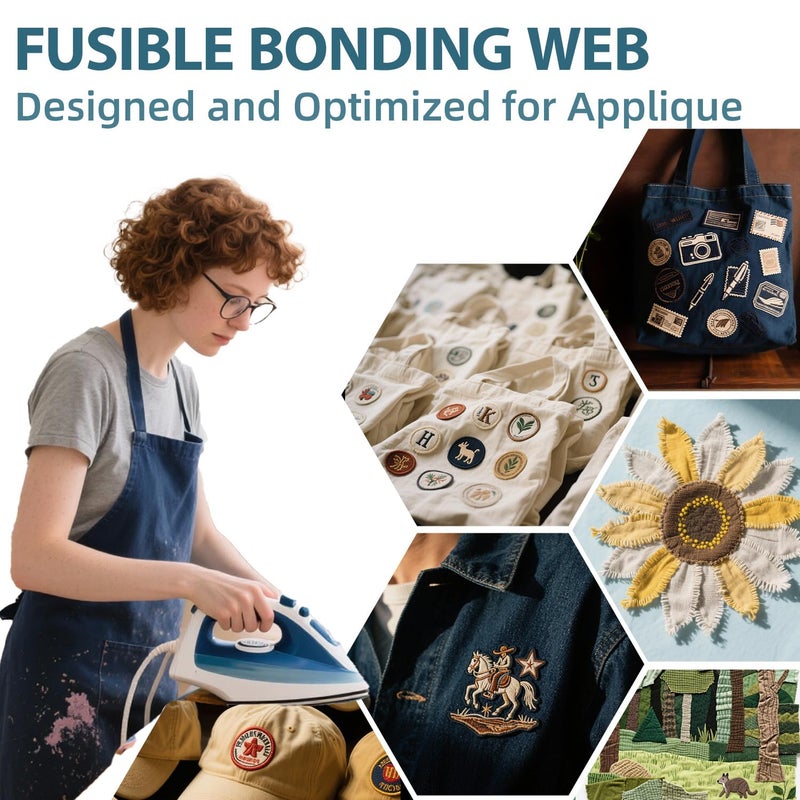 Transparia 12 inches x 10 Yards Double Sided Fusible Web with Paper Backing, Light Weight Fusible Webbing for Fabric Applique, Iron on Fusible Bonding Web for Fabric and DIY Craft Making - Image 5