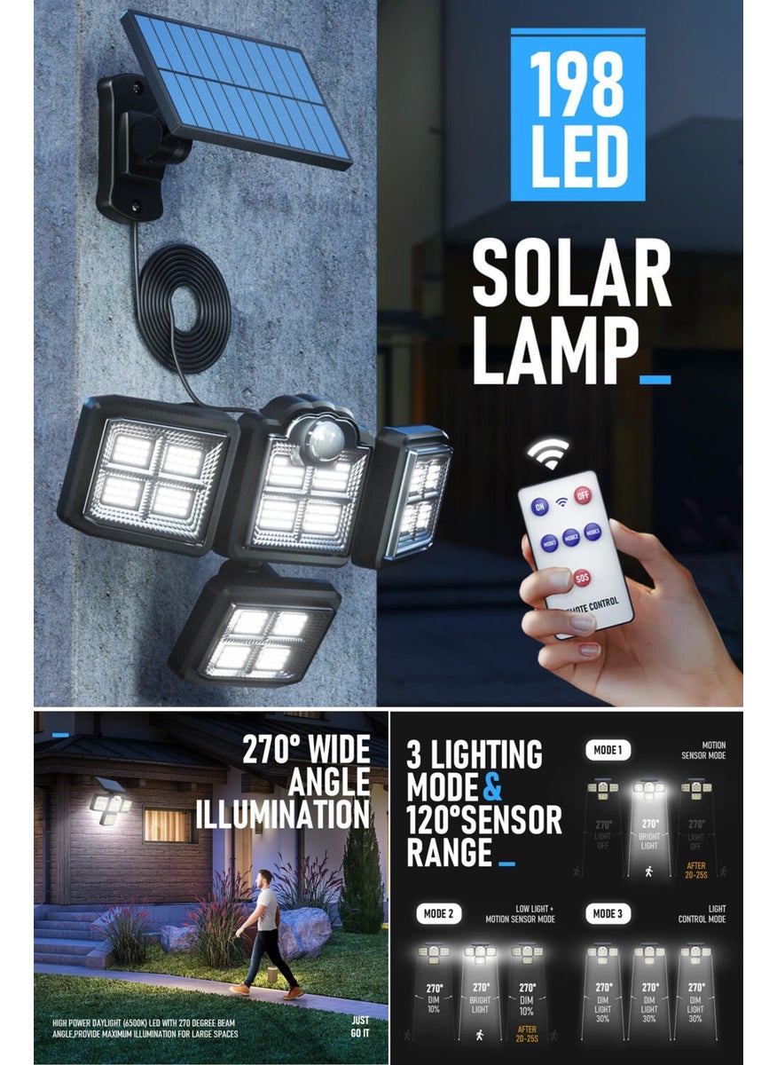 Technosmart Solar Powered 198 LEDs Remote Controlled Motion Sensor Garden Lighting Street Lamp  - Image 3