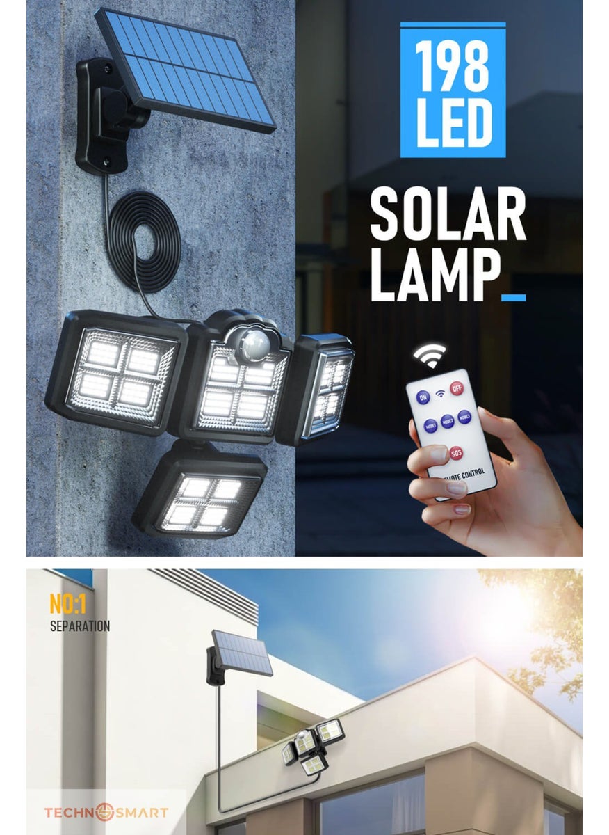 Technosmart Solar Powered 198 LEDs Remote Controlled Motion Sensor Garden Lighting Street Lamp  - Image 1