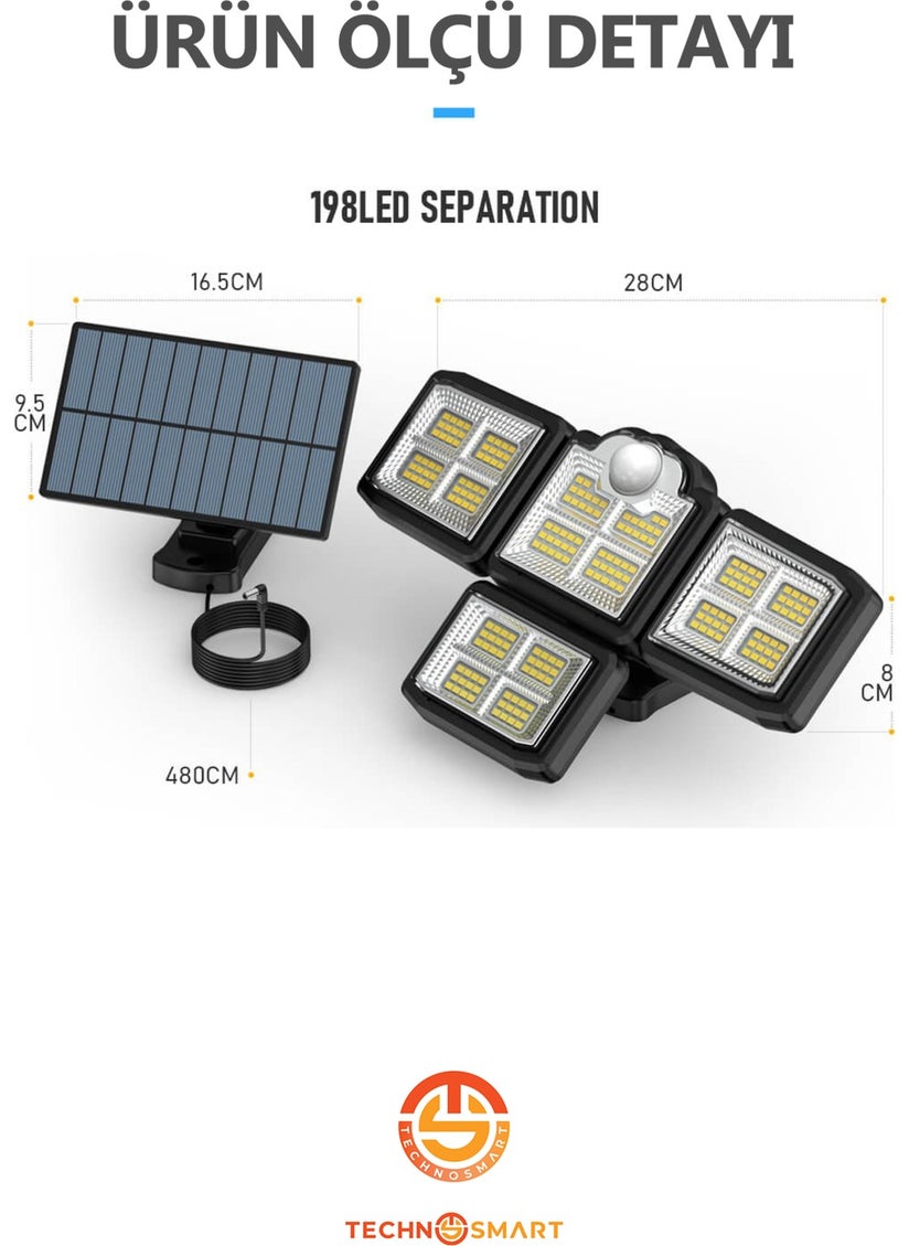 Technosmart Solar Powered 198 LEDs Remote Controlled Motion Sensor Garden Lighting Street Lamp  - Image 4