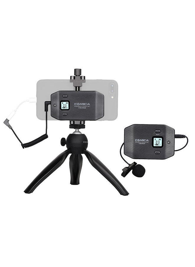 COMICA - COMICA CVM-WS50(C) 6-Channel UHF Wireless Smartphone Lavalier Microphone System with Phone Clamp and Mini Tripod for Mobile Live Video   Vlog Interview Conference - Image 1