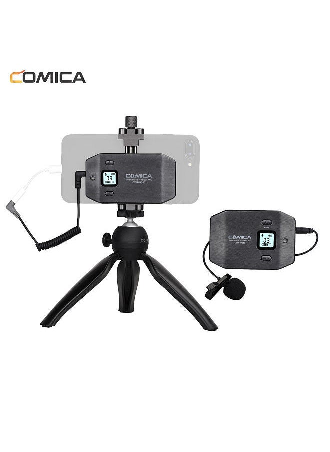 COMICA - COMICA CVM-WS50(C) 6-Channel UHF Wireless Smartphone Lavalier Microphone System with Phone Clamp and Mini Tripod for Mobile Live Video   Vlog Interview Conference - Image 1