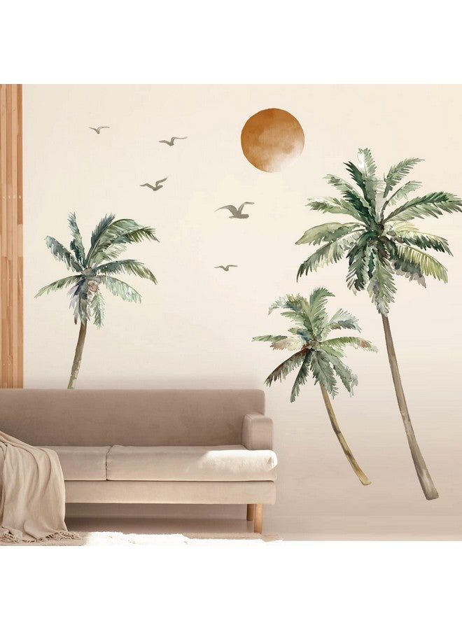 wondever Boho Palm Tree Wall Stickers Large Tropical Tree Sunset Peel And Stick Wall Art Decals For Living Room Bedroom Tv Background (H: 63.8 Inch) - Image 4
