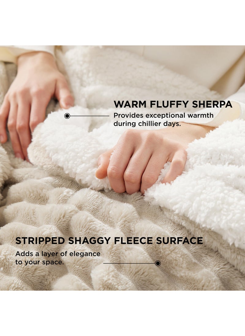 Bedsure Bedsure Sherpa Throw Blanket for Couch - Super Soft Cozy Blanket for Bed  Fleece Thick Warm Blanket for Winter  Plush Beige Throw Blanket Gift for Women  50x60 Inches  - Image 3