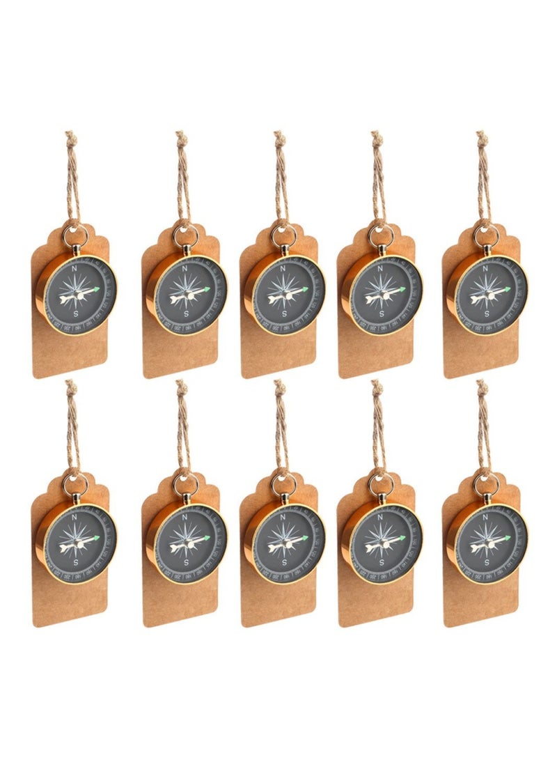 10 Pack Vintage Compass Wedding Favors with Kraft Tags Suitable for Travel Themed Party Guest Gifts - Image 1