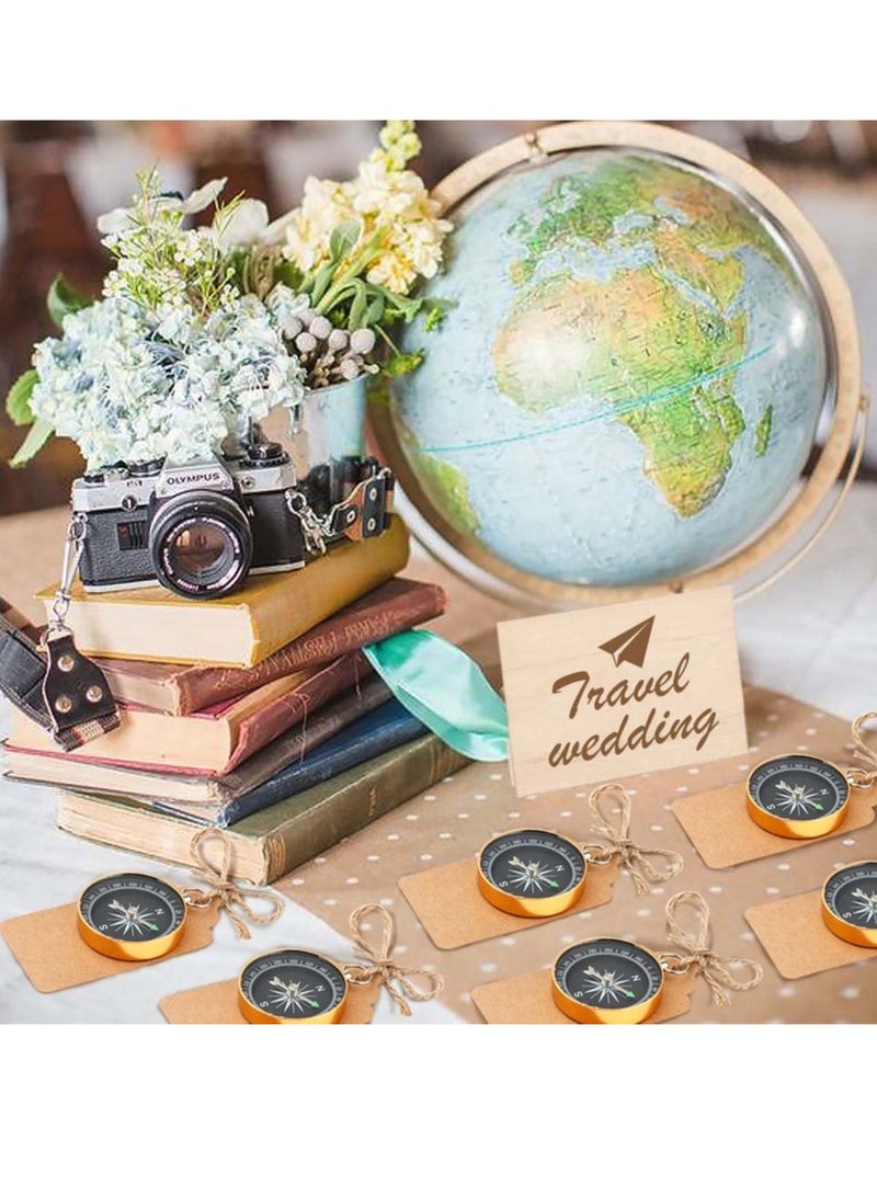 10 Pack Vintage Compass Wedding Favors with Kraft Tags Suitable for Travel Themed Party Guest Gifts - Image 2