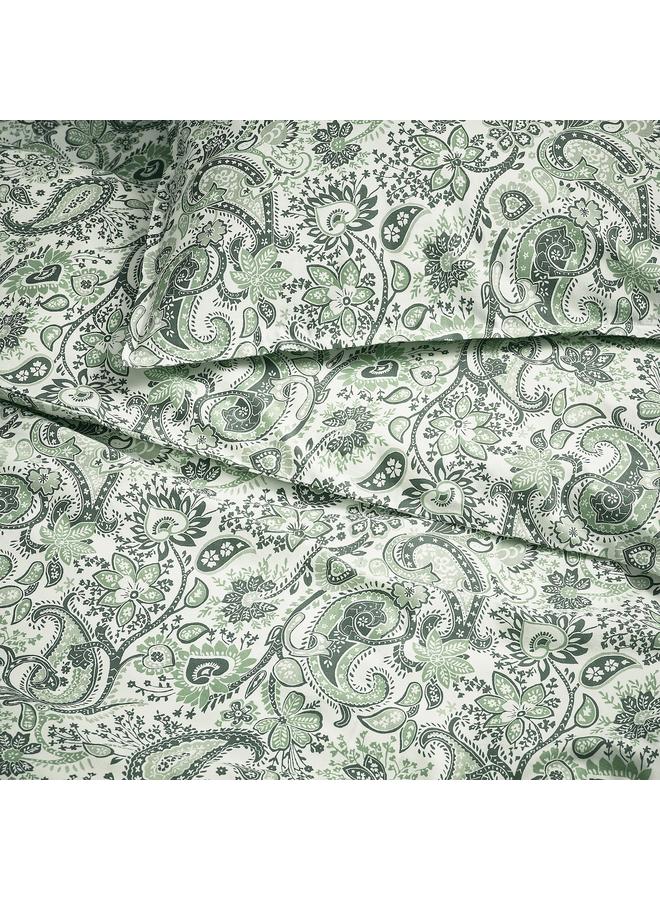 Zaboon Duvet cover and 2 pillowcases, green/white, 240x220/50x80 cm - Image 4