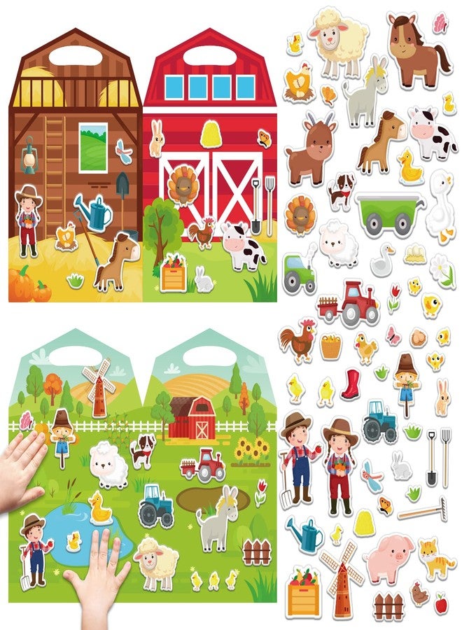 Tevxj 3D Farm Animals Puffy Sticker Book for Kids Window Thick Gel Clings Decals Stickers 100 Pcs Removable and Reusable Toys Gifts for Toddlers Home Car Classroom Nursery Farm Party Supplies Decorations - Image 1